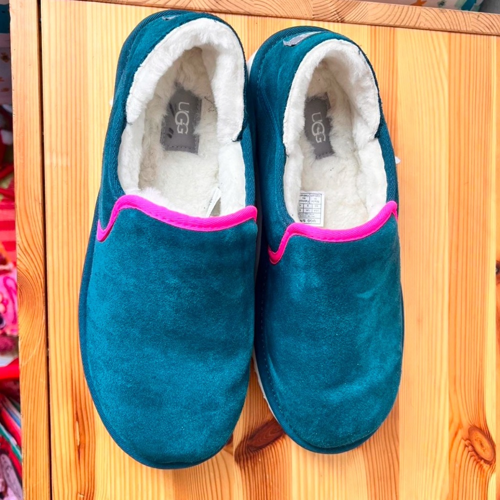 UGG Teal Slip-On Shoes with Pink Trim